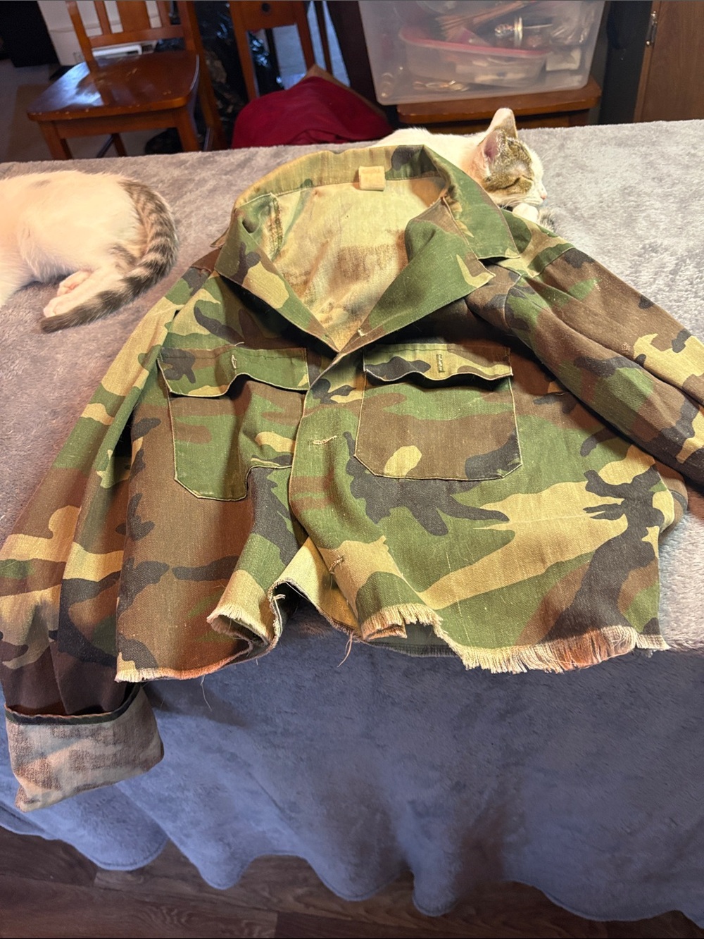 Camo Military Field Jacket in Green, Brown & Black Woodland